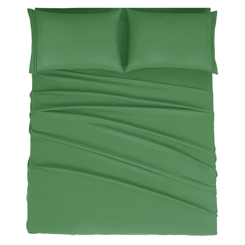 Mejoroom California King Size Sheet Set - Soft Microfiber Bed Sheets,Deep Pocket Fitted Sheet, Breathable, Wrinkle & Fade Resistant - 4 Piece (California King, Calla Green) - Image 1